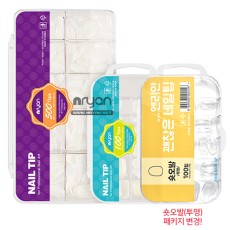 엔리안 숏오발 네일팁 100팁 (내추럴,투명) 택1